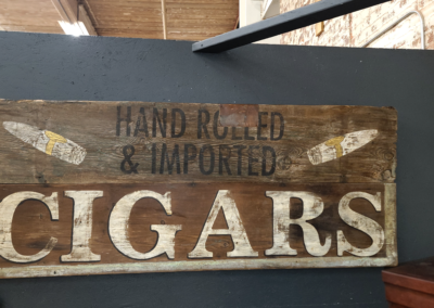 Vintage hand rolled cigars wooden sign display