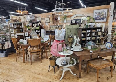 Vintage furniture and decor in an antique shop