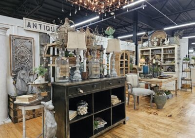 Antique store interior with vintage decor and furniture.