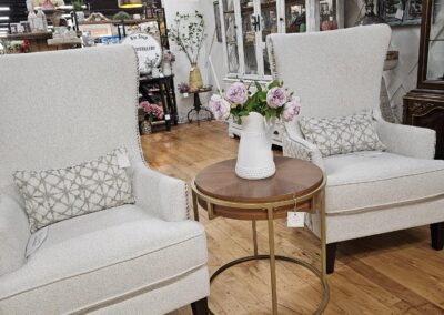 Elegant living room furniture display in store