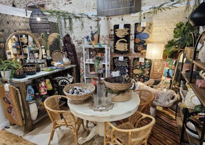 Cozy boutique interior with eclectic home decor items