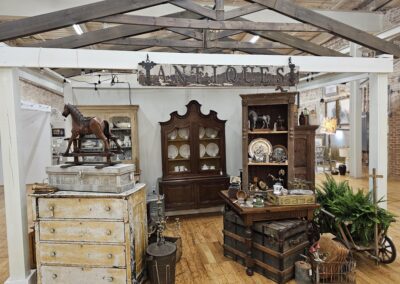 Antique shop interior with various vintage items.