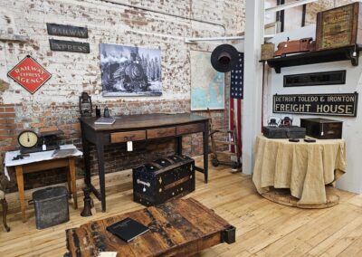 Vintage office interior with antique furniture and decorations