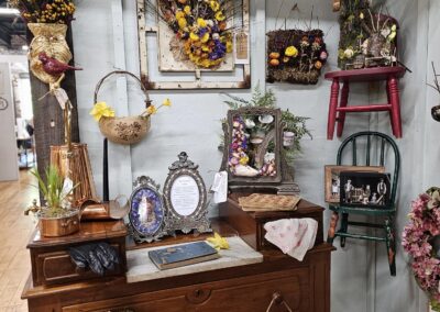 Vintage home decor and furniture in cozy store