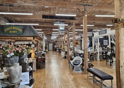 Wooden interior of a cozy vintage shop